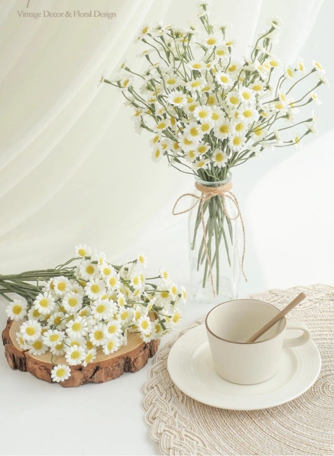 ShebSheb 6Pcs Ivory Small Artificial Flowers Faux Silk Daisies Fake Wildflowers with Stems for DIY White Wedding Bouquets Floral Arrangements Party Decor Centerpieces Decorations (Vase Not Included) - Image 3